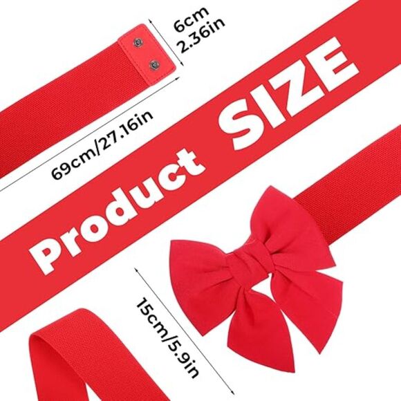 Bow Belt Bowknot Sash Belt Elastic Stretchy Waist Belt, 15G-160BELT004 - Picture 4 of 4